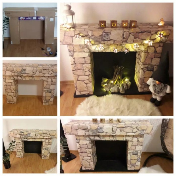 Diy cardboard fireplace for christmas