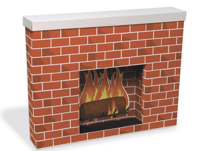 Fireplace cardboard christmas box paper mantel brick ideas diy decorations fake corrugated board chimney boxes fireplaces faux decor office crafts