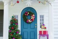 Christmas decor on front door