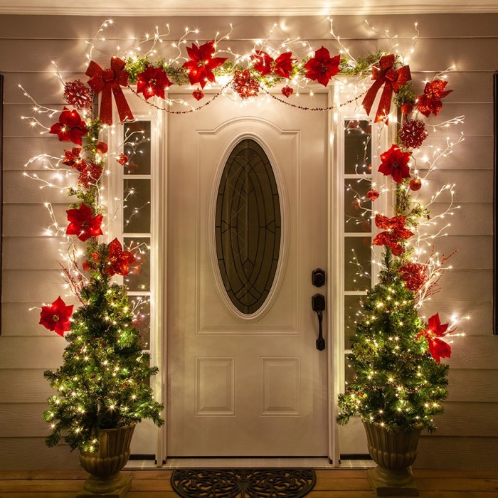 Christmas decor on front door