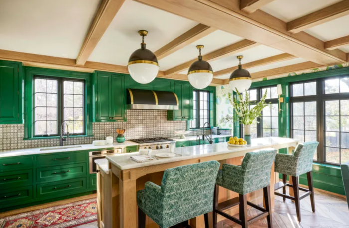 Blue green kitchen decor